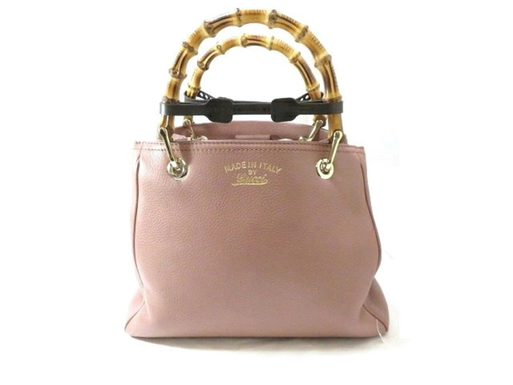 Gucci Shoulder Bag Embossed Leather Pink MY